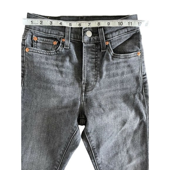 Levis Wedgie Skinny Jeans High Rise 24 Raw Hem Stretch Button Fly Black Gray $98 - Picture 10 of 12